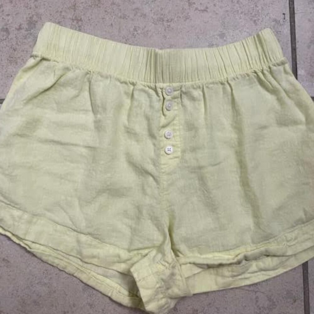 Target Women's Boxer Shorts Yellow Small Linen Blend Sleepwear Loungewear